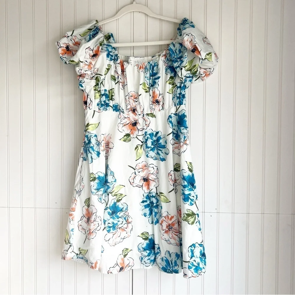 Abercrombie & Fitch Size 13/14 Floral Ruched Puff Sleeve Dress NEW!